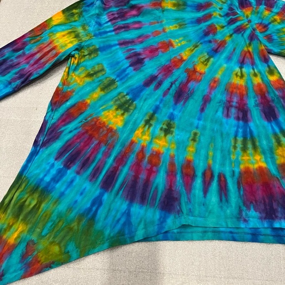 [Tag Size: L]Dharma Trading Tie Dye Asymmetrical Hem Crew L/Sleeve Shirt - Picture 7 of 7